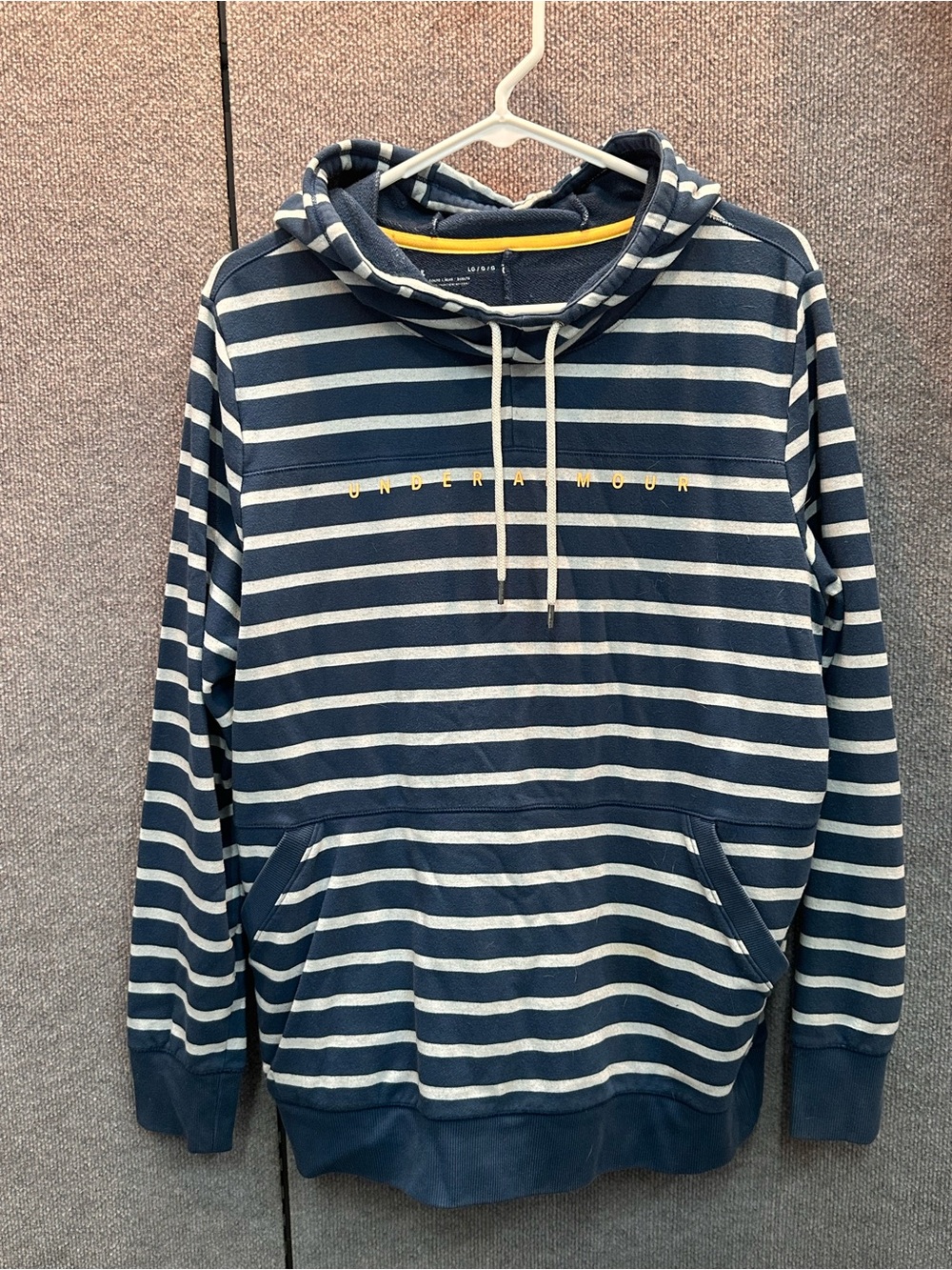 LG Navy and White Striped Hoodie with Yellow Logo Trim